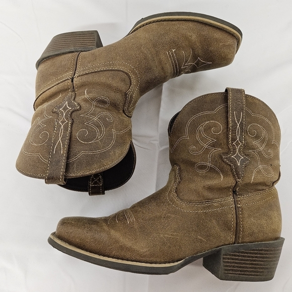 Justin Gypsy Chellie Leather Square Toe Western Cowgirl Boots in Tan Sz 10.5 - Picture 10 of 12